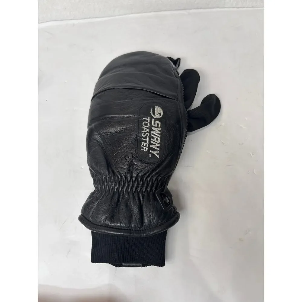 SWANY Toaster Ski Snowboard Leather Mittens Gloves Women's Size Small Black